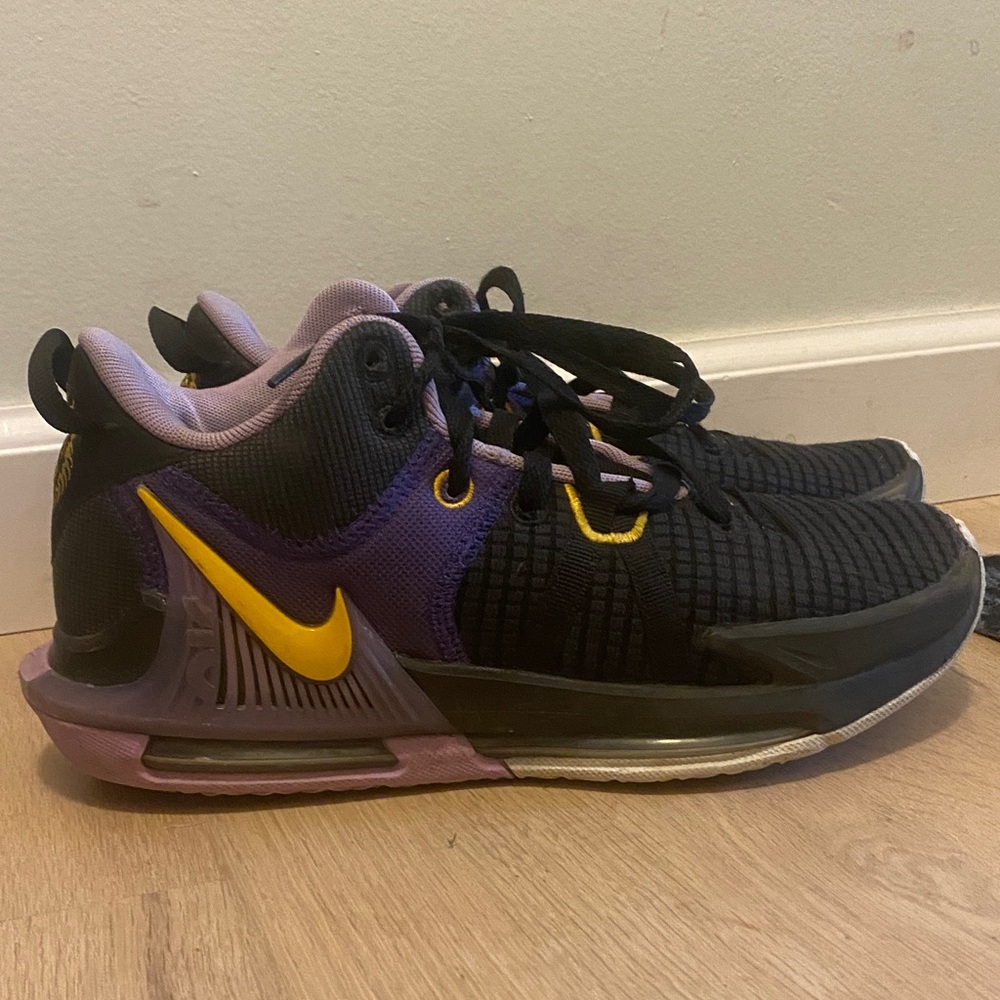 Nike Black and Purple Shoes with Yellow Accent